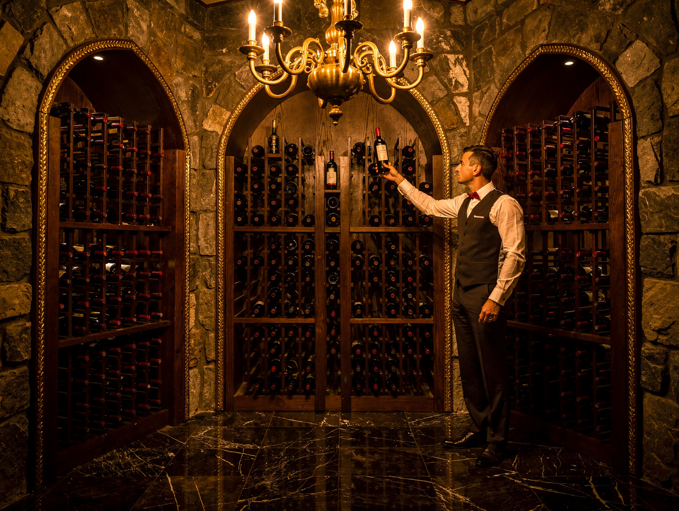 Private dining area inside the restaurant wine cellar